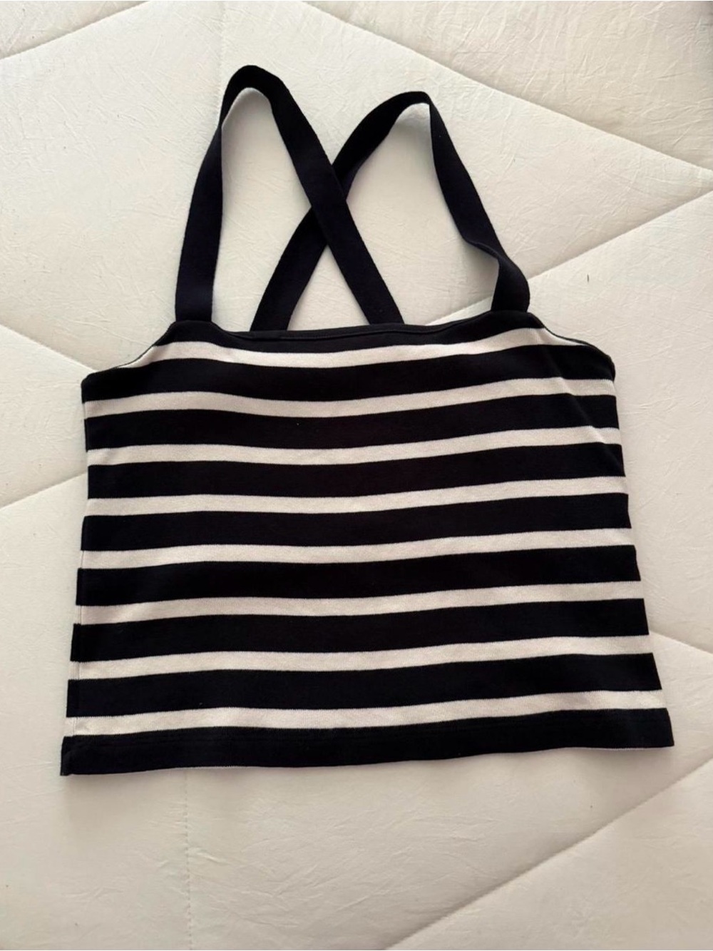 Massimo Dutti Striped Cropped Tank with Cross Straps